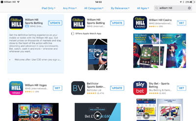 The app store of a smartphone browsing through gambling apps